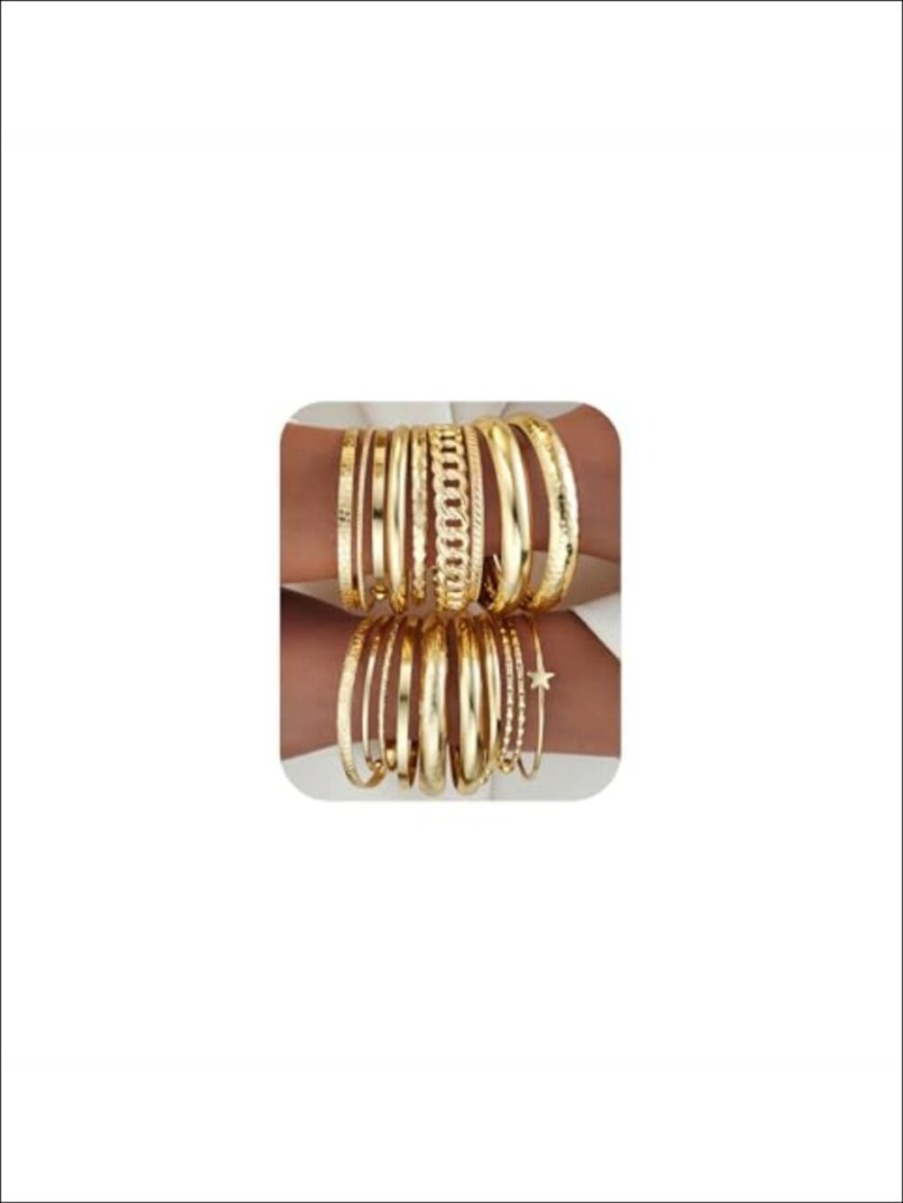 19Pc 14k Gold Plated Bangle Bracelet Set Stackable Women's Jewelry